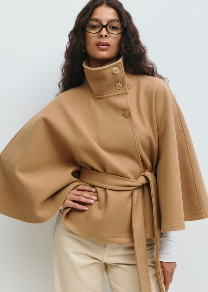 Veste Cape ceinturée