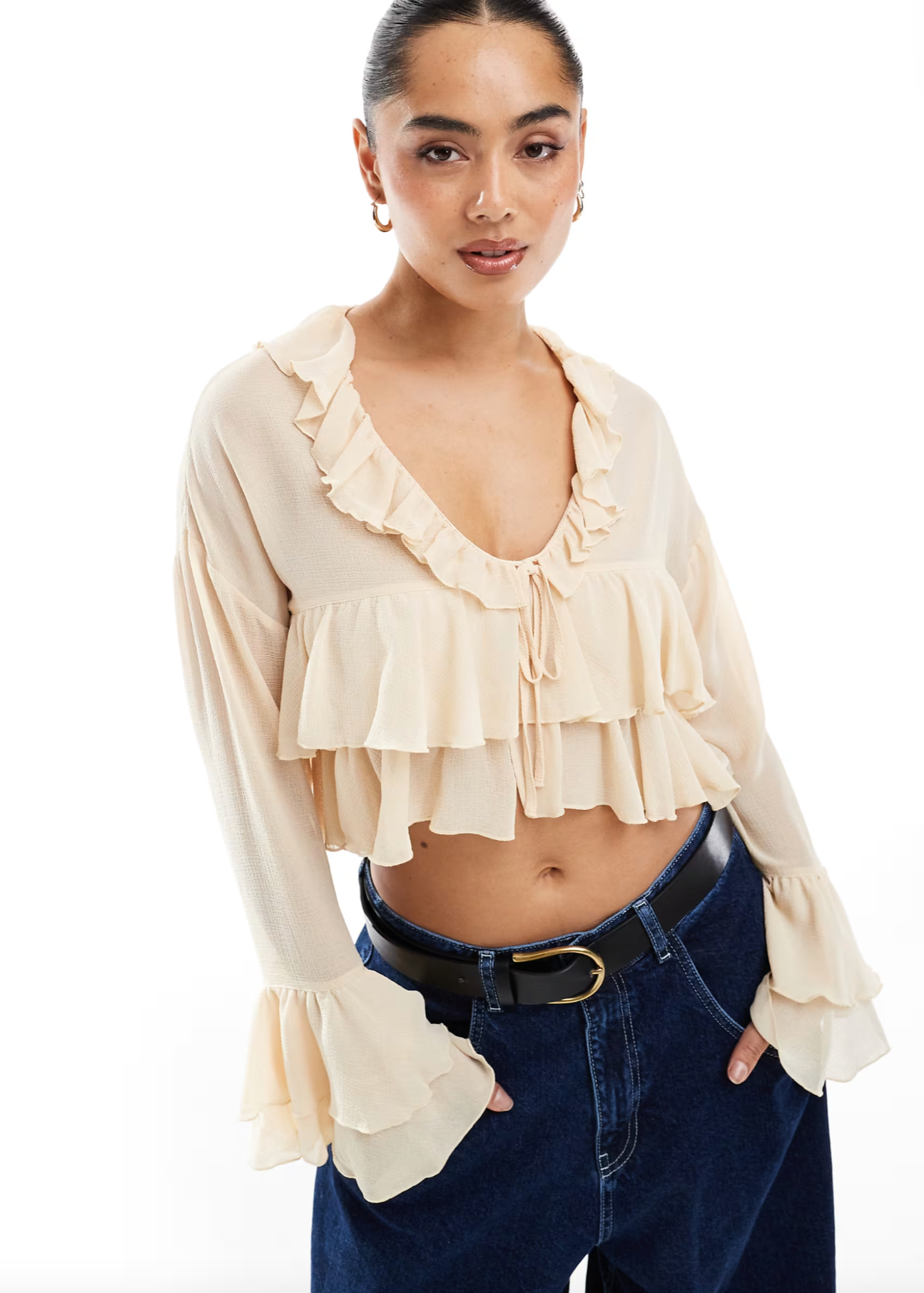 V-neck Lace-up Shirt